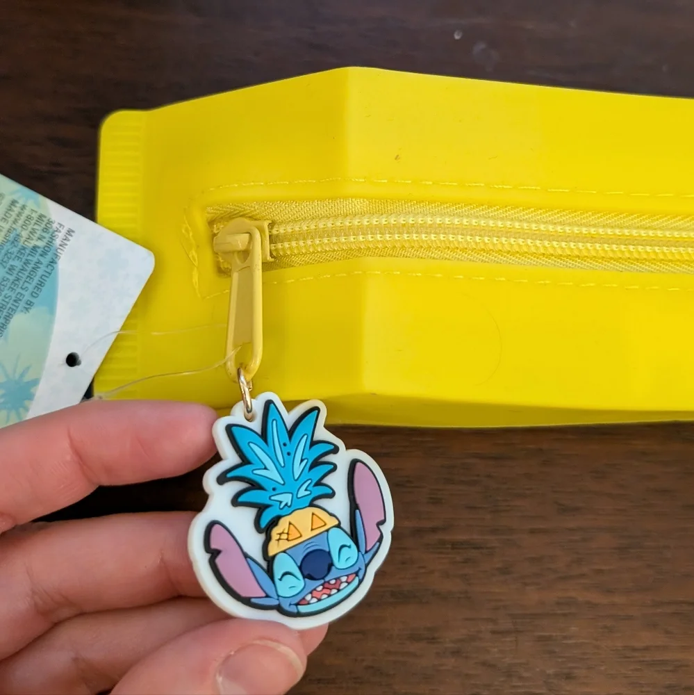 NWT Filled Yellow Juice box Stitch Pencil Case